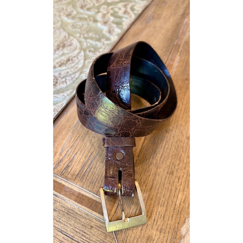 Vintage Torino Genuine Alligator Leather Belt Brown Fits Size 40 USA Made